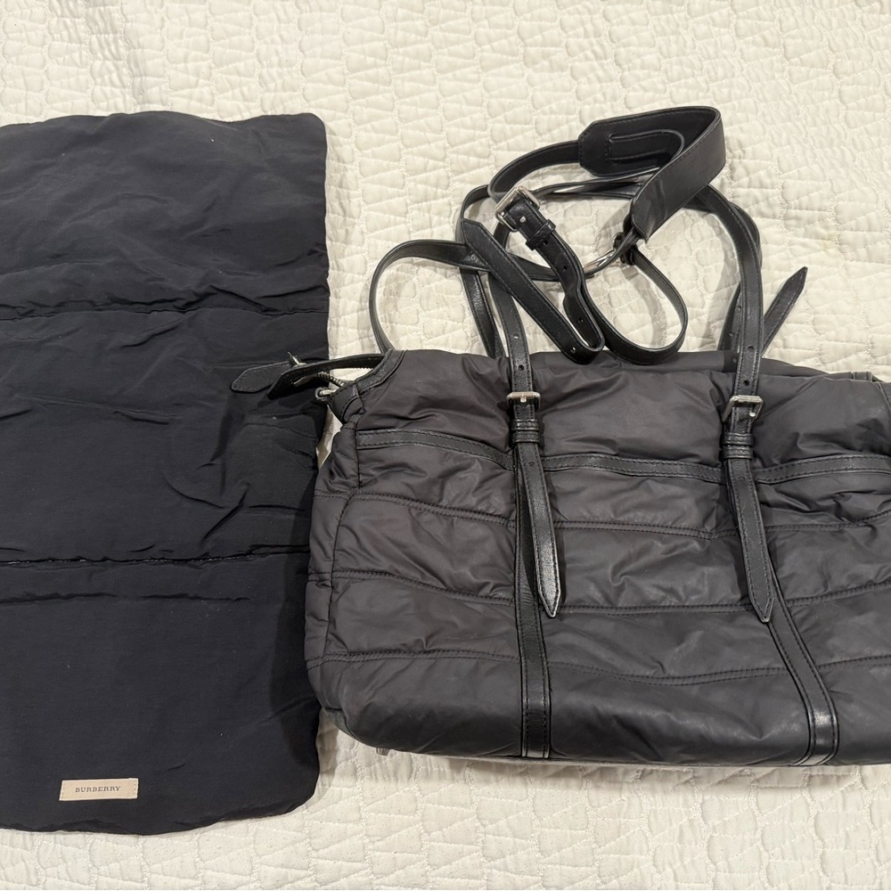 Burberry Nylon House Check Quilted Abbey Diaper Bag Black